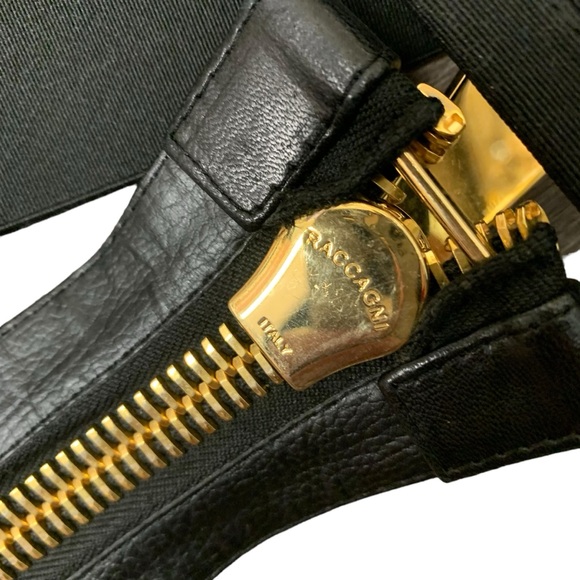 Suzi Roher black belt size L adjustable waist gold buckle and zipper detail - Picture 7 of 9